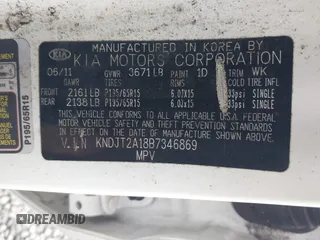 2011 Kia Soul with VIN KNDJT2A18B7346869, listed as a IAAI auction lot 41367423 with 156,070 mi miles. Bid and sale history available at carsss.com. Image 9.
