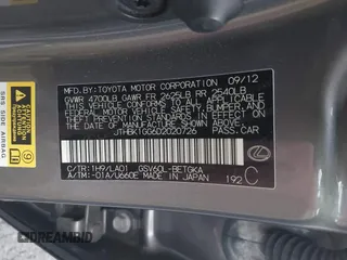 2013 Lexus ES 250 с VIN JTHBK1GG6D2020726, выставлен на аукционе IAAI как лот 42191866 с пробегом 85 180 миль миль и . История ставок и продаж доступна на DreamBid. Изображение 9.