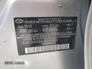 2020 Hyundai Elantra SEL z VIN 5NPD84LF6LH623082, wystawiony jako Copart lot #52779075 z przebiegiem Nie podano mil oraz Szkoda całkowita • Salvage title. Historia ofert i sprzedaży dostępna na DreamBid. Obrazek 13.