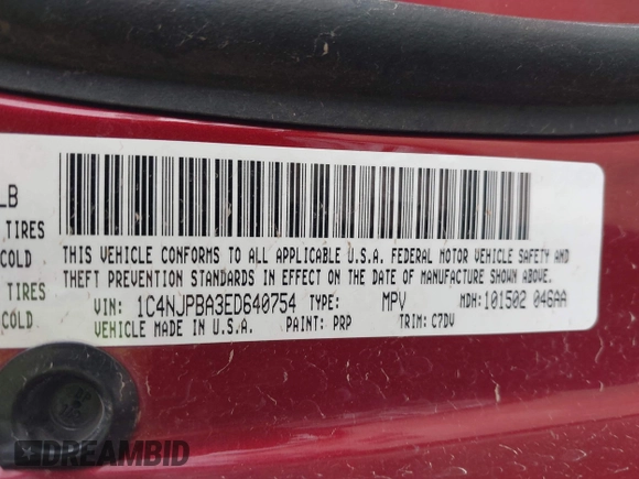 2014 Jeep Patriot Altitude with VIN 1C4NJPBA3ED640754, listed as a IAAI auction lot 42100703 with 108,128 mi miles and . Bid and sale history available at DreamBid. Image 9.