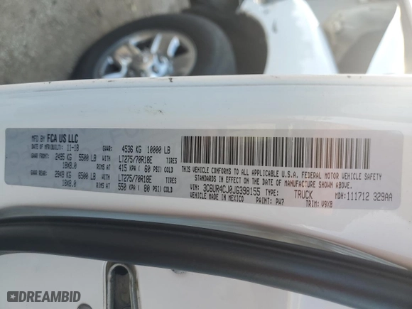 2018 Ram 2500 Tradesman with VIN 3C6UR4CJ0JG398155, listed as a Copart auction lot 78863894 with 109,257 mi miles and Salvage Title. Bid and sale history available at carsss.com. Image 15.