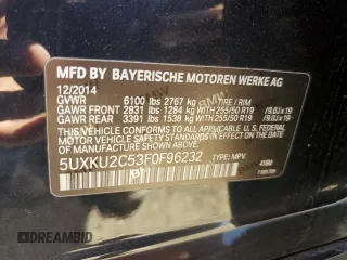 2015 BMW X6 xDrive35i with VIN 5UXKU2C53F0F96232, listed as a Copart auction lot 65198963 with 116,024 mi miles. Bid and sale history available at carsss.com. Image 13.