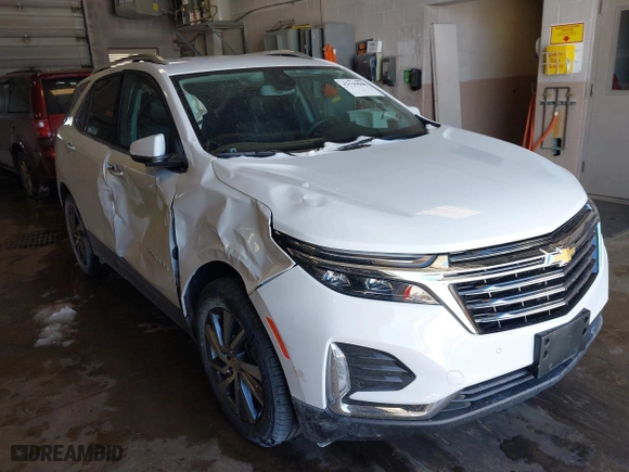 2022 Chevrolet Equinox Premier with VIN 3GNAXNEV7NS223256, listed as a IAAI auction lot 41559008 with 14,986 mi miles. Bid and sale history available at carsss.com. Image 1.