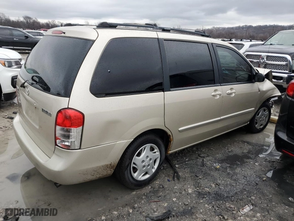 2001 Mazda MPV DX with VIN JM3LW28G410200381, listed as a Copart auction lot 84687694 with 0 mi miles and Salvage Title. Bid and sale history available at carsss.com. Image 3.