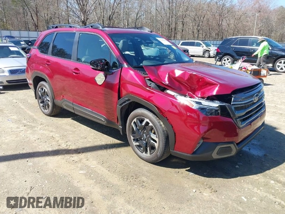 2025 Subaru Forester Limited with VIN JF2SLDRC4SH475791, listed as a IAAI auction lot 41766544 with 1,343 mi miles. Bid and sale history available at carsss.com. Image 1.