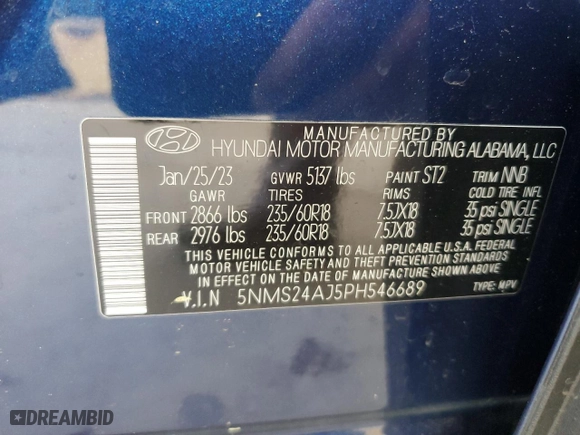 2023 Hyundai Santa Fe SEL with VIN 5NMS24AJ5PH546689, listed as a Copart auction lot 51965415 with 25,945 mi miles and Clean Title. Bid and sale history available at carsss.com. Image 13.