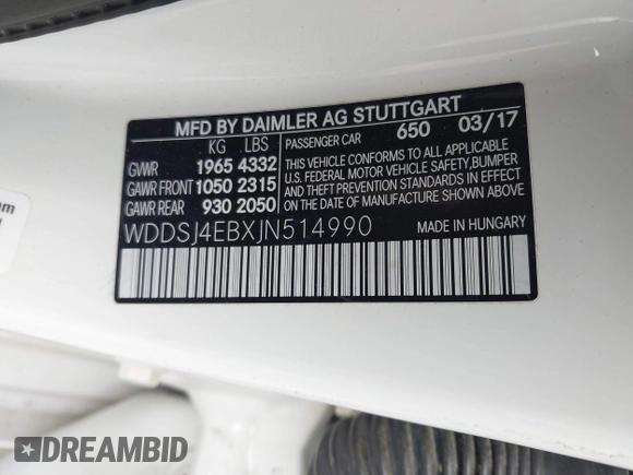 2018 Mercedes-Benz CLA 250 z VIN WDDSJ4EBXJN514990, wystawiony jako IAAI lot #42442189 z przebiegiem 120 236 mil mil oraz . Historia ofert i sprzedaży dostępna na DreamBid. Obrazek 9.