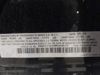 2009 Volkswagen Jetta SE с VIN 3VWRZ71K39M163576, выставлен на аукционе IAAI как лот 42249888 с пробегом 125 224 миль миль и . История ставок и продаж доступна на DreamBid. Изображение 9.