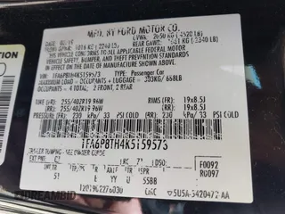 2019 Ford Mustang EcoBoost with VIN 1FA6P8TH4K5159573, listed as a IAAI auction lot 42207962 with 121,225 mi miles and . Bid and sale history available at DreamBid. Image 9.