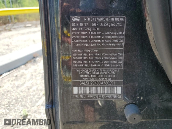 2013 Land Rover Range Rover Sport SC с VIN SALSH2E49DA780291, выставлен на аукционе Copart как лот 63341905 с пробегом 156 796 миль миль и Чистый • Clean title. История ставок и продаж доступна на DreamBid. Изображение 13.