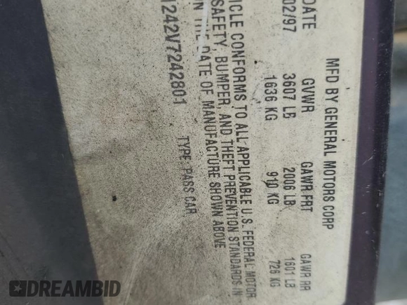 1997 Chevrolet Cavalier with VIN 1G1JC1242V7242801, listed as a Copart auction lot 79017774 with 336,940 mi miles and Salvage Title. Bid and sale history available at carsss.com. Image 12.