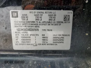 2014 Chevrolet Silverado 1500 LTZ with VIN 1GCVKSECXEZ237970, listed as a Copart auction lot 47239065 with 147,896 mi miles and Salvage Title. Bid and sale history available at DreamBid. Image 12.
