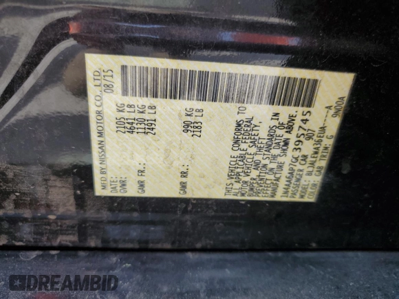 2016 Nissan Maxima S z VIN 1N4AA6AP7GC395745, wystawiony jako Copart lot #54106185 z przebiegiem Nie podano mil oraz Szkoda całkowita • Salvage title. Historia ofert i sprzedaży dostępna na DreamBid. Obrazek 12.