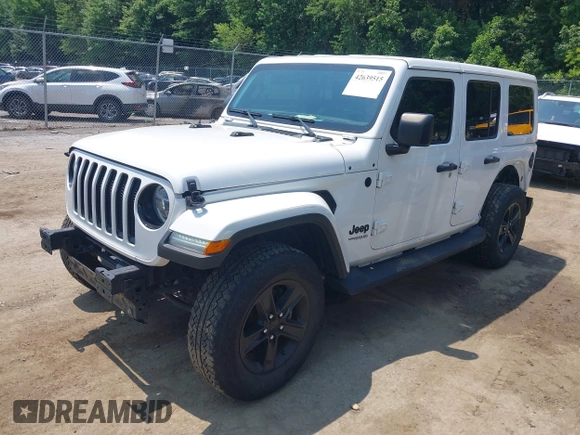 2021 Jeep Wrangler Unlimited Sahara with VIN 1C4HJXEN1MW618508, listed as a IAAI auction lot 42639515 with 39,747 mi miles and . Bid and sale history available at DreamBid. Image 2.