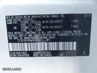 2016 Toyota RAV4 LE with VIN 2T3ZFREV0GW243456, listed as a IAAI auction lot 41962345 with 62,381 mi miles. Bid and sale history available at carsss.com. Image 9.