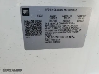 2022 Chevrolet Malibu LT with VIN 1G1ZD5ST9NF144871, listed as a Copart auction lot 48146135 with 76,067 mi miles and Clean Title. Bid and sale history available at carsss.com. Image 12.