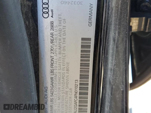 2015 Audi A7 3.0 Prestige with VIN WAU2GAFC4FN010213, listed as a Copart auction lot 50206875 with 183,105 mi miles and Salvage Title. Bid and sale history available at carsss.com. Image 12.