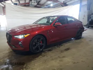 2020 Genesis G70 3.3T z VIN KMTG34LE0LU051663, wystawiony jako Copart lot #54016285 z przebiegiem 62 262 mil mil oraz Szkoda całkowita • Salvage title. Historia ofert i sprzedaży dostępna na DreamBid. Obrazek 1.