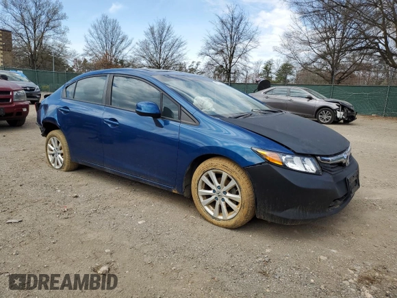 2012 Honda Civic EX-L with VIN 19XFB2F98CE363440, listed as a Copart auction lot 47724625 with 138,364 mi miles and Salvage Title. Bid and sale history available at DreamBid. Image 4.