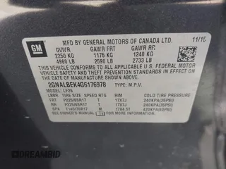 2016 Chevrolet Equinox LS with VIN 2GNALBEK4G6176978, listed as a IAAI auction lot 41665460 with 125,120 mi miles and . Bid and sale history available at carsss.com. Image 9.
