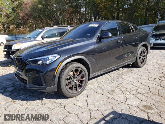 2023 BMW X6 xDrive40i z VIN 5UXCY6C04P9P46153, wystawiony jako Copart lot #81151634 z przebiegiem Nie podano mil oraz Szkoda całkowita • Salvage title. Historia ofert i sprzedaży dostępna na DreamBid. Obrazek 1.