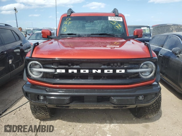 2023 Ford Bronco with VIN 1FMDE5DH3PLB10433, listed as a Copart auction lot 75192504 with 8,275 mi miles and Salvage Title. Bid and sale history available at DreamBid. Image 5.