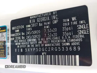 2024 Kia Telluride SX X-Pro с VIN 5XYP5DGC2RG533689, выставлен на аукционе IAAI как лот 42209421 с пробегом 19 325 миль миль и . История ставок и продаж доступна на DreamBid. Изображение 9.