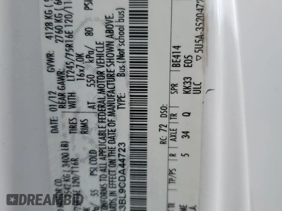 2012 Ford Econoline Passenger XL with VIN 1FBSS3BL9CDA44723, listed as a Copart auction lot 48371435 with 177,463 mi miles and Salvage Title. Bid and sale history available at DreamBid. Image 15.