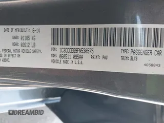 2015 Chrysler 200 C with VIN 1C3CCCEG9FN530575, listed as a IAAI auction lot 41862387 with 190,580 mi miles. Bid and sale history available at carsss.com. Image 9.