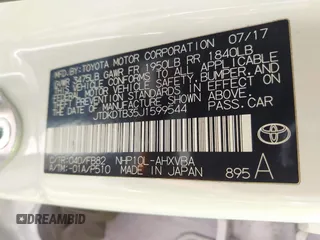 2018 Toyota Prius One with VIN JTDKDTB35J1599544, listed as a IAAI auction lot 42041925 with 79,501 mi miles and . Bid and sale history available at DreamBid. Image 9.