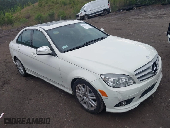 2009 Mercedes-Benz C-Class 3.0L Sport with VIN WDDGF54X59R054278, listed as a IAAI auction lot 42090960 with 107,179 mi miles. Bid and sale history available at carsss.com. Image 1.