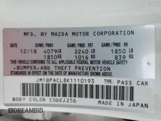 2019 Mazda 3 w/Select with VIN JM1BPACL8K1110193, listed as a Copart auction lot 48896315 with Not Provided miles and Salvage Title. Bid and sale history available at carsss.com. Image 14.