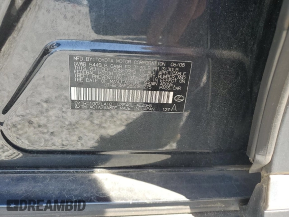 2008 Lexus LS 460 z VIN JTHBL46F285081275, wystawiony jako Copart lot #54389465 z przebiegiem 139 819 mil mil oraz Szkoda całkowita • Salvage title. Historia ofert i sprzedaży dostępna na DreamBid. Obrazek 12.