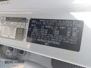 2021 Kia Sportage EX with VIN KNDPN3ACXM7936960, listed as a IAAI auction lot 42115357 with 27,964 mi miles and . Bid and sale history available at DreamBid. Image 9.