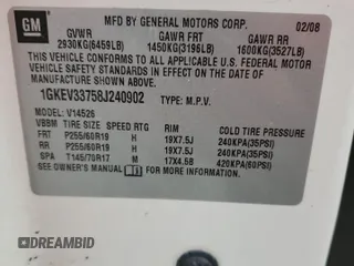 2008 GMC Acadia SLT2 with VIN 1GKEV33758J240902, listed as a Copart auction lot 44715885 with Not Provided miles and Non Repairable. Bid and sale history available at DreamBid. Image 12.