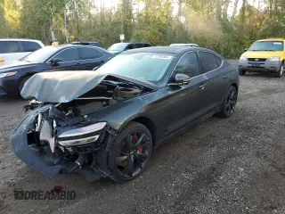 2023 Genesis G70 3.3T with VIN KMTG54TE0PU128774, listed as a Copart auction lot 72209364 with 14,186 mi miles and Salvage Title. Bid and sale history available at carsss.com. Image 1.