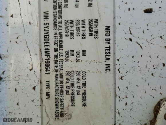 2021 Tesla Model Y Long Range with VIN 5YJYGDEE4MF196641, listed as a Copart auction lot 49305755 with 54,346 mi miles and Salvage Title. Bid and sale history available at carsss.com. Image 13.