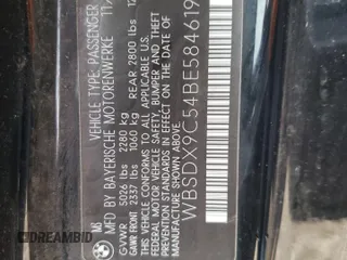2011 BMW M3 with VIN WBSDX9C54BE584619, listed as a Copart auction lot 57599294 with 130,976 mi miles and Salvage Title. Bid and sale history available at carsss.com. Image 14.