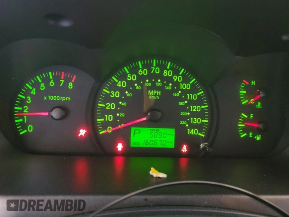 2005 Kia Spectra LX with VIN KNAFE121955160165, listed as a Copart auction lot 74695764 with 160,670 mi miles and Salvage Title. Bid and sale history available at carsss.com. Image 9.