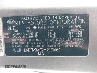 2021 Kia Sportage LX with VIN KNDPM3AC2M7931660, listed as a IAAI auction lot 41924609 with 55,512 mi miles. Bid and sale history available at carsss.com. Image 9.
