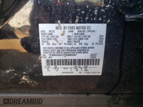 2023 Ford Explorer XLT z VIN 1FMSK8DH1PGB80247, wystawiony jako Copart lot #87735765 z przebiegiem Nie podano mil oraz Szkoda całkowita • Salvage title. Historia ofert i sprzedaży dostępna na DreamBid. Obrazek 13.