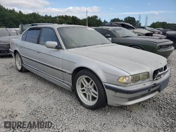 2001 BMW 7 Series 740iL with VIN WBAGH834X1DP26587, listed as a Copart auction lot 71174574 with 0 mi miles and Salvage Title. Bid and sale history available at carsss.com. Image 4.