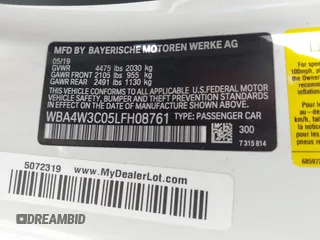 2020 BMW 4 Series 430i z VIN WBA4W3C05LFH08761, wystawiony jako IAAI lot #42485971 z przebiegiem 52 665 mil mil oraz . Historia ofert i sprzedaży dostępna na DreamBid. Obrazek 9.