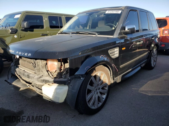 2008 Land Rover Range Rover Sport SC with VIN SALSH23408A136249, listed as a Copart auction lot 47233195 with 140,230 mi miles and Salvage Title. Bid and sale history available at carsss.com. Image 1.