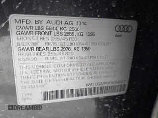 2015 Audi SQ5 Premium Plus with VIN WA1CGAFP3FA056627, listed as a IAAI auction lot 41129651 with 142,407 mi miles. Bid and sale history available at carsss.com. Image 9.