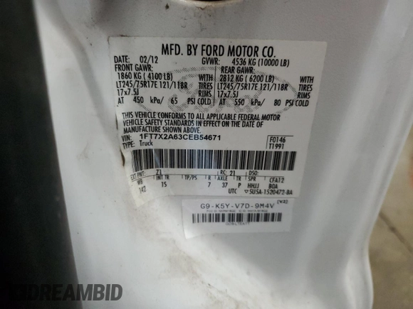 2012 Ford Super Duty F-250 SRW XL with VIN 1FT7X2A63CEB54671, listed as a Copart auction lot 80113124 with 167,617 mi miles and Salvage Title. Bid and sale history available at carsss.com. Image 13.