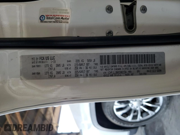 2019 Jeep Cherokee Latitude Plus с VIN 1C4PJLLB8KD382154, выставлен на аукционе Copart как лот 57723185 с пробегом 89 329 миль миль и Списание • Salvage title. История ставок и продаж доступна на DreamBid. Изображение 12.