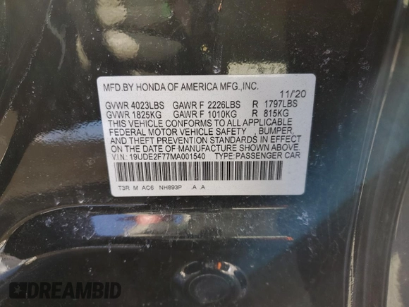 2021 Acura ILX w/Premium Package with VIN 19UDE2F77MA001540, listed as a Copart auction lot 47776105 with 39,992 mi miles and Salvage Title. Bid and sale history available at carsss.com. Image 12.
