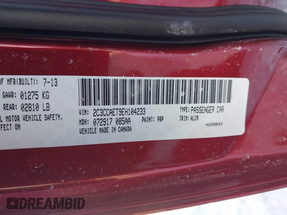 2014 Chrysler 300 with VIN 2C3CCAET9EH104233, listed as a IAAI auction lot 41581466 with 127,772 mi miles. Bid and sale history available at carsss.com. Image 9.
