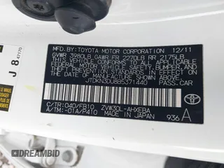 2011 Toyota Prius I with VIN JTDKN3DU8B5371440, listed as a IAAI auction lot 42097626 with 169,609 mi miles. Bid and sale history available at carsss.com. Image 9.